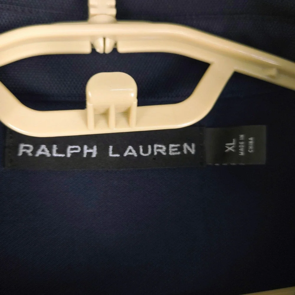 Ralph‎ Lauren Black Label Mens XL Navy Blue Cotton Pique Short Sleeve Polo Shirt